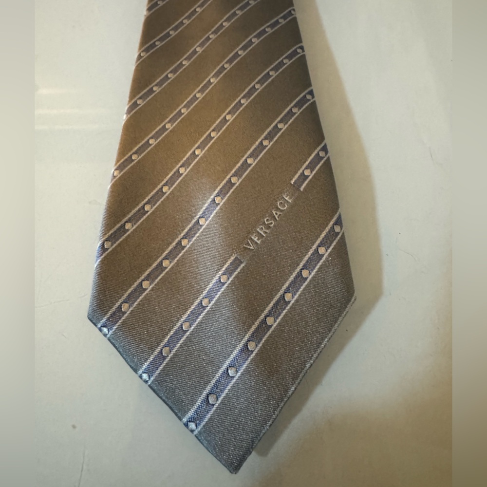 Versace Silver and Blue Striped Tie